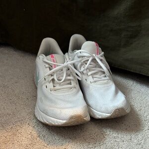 Nike White and Pink Athletic Sneakers